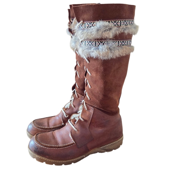 Saute Mouton Nahima Women's Suede Leather Nubuck Waterproof Brown Boots Size 38 - Picture 2 of 16